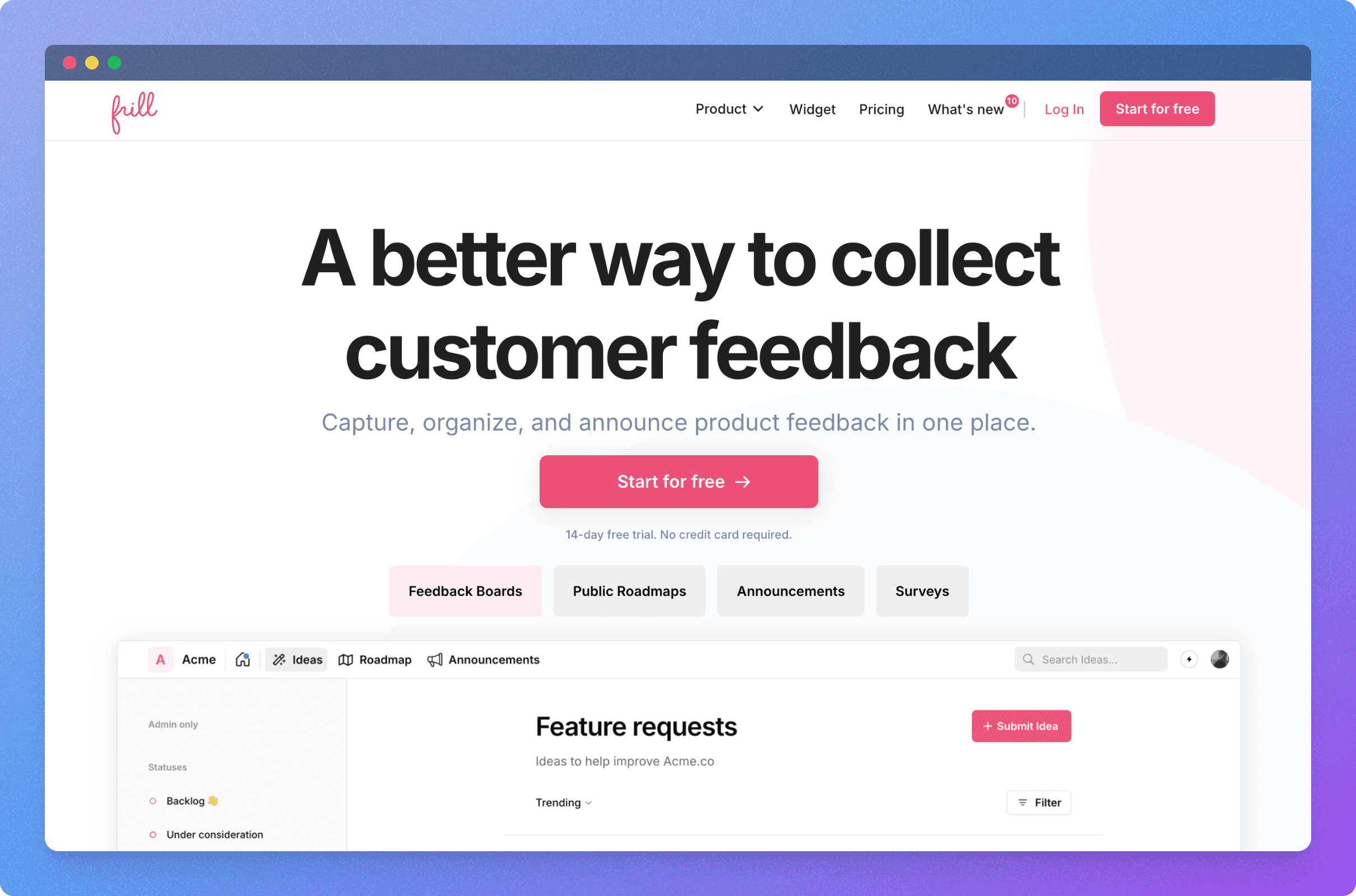 frill platform home page